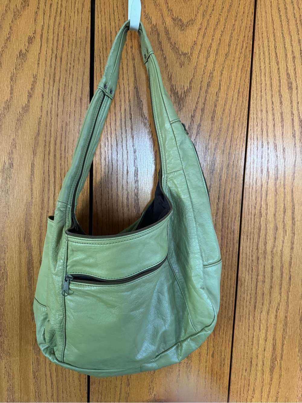 Green Leather Hobo Bag - Stylish Everyday Shoulder Bag